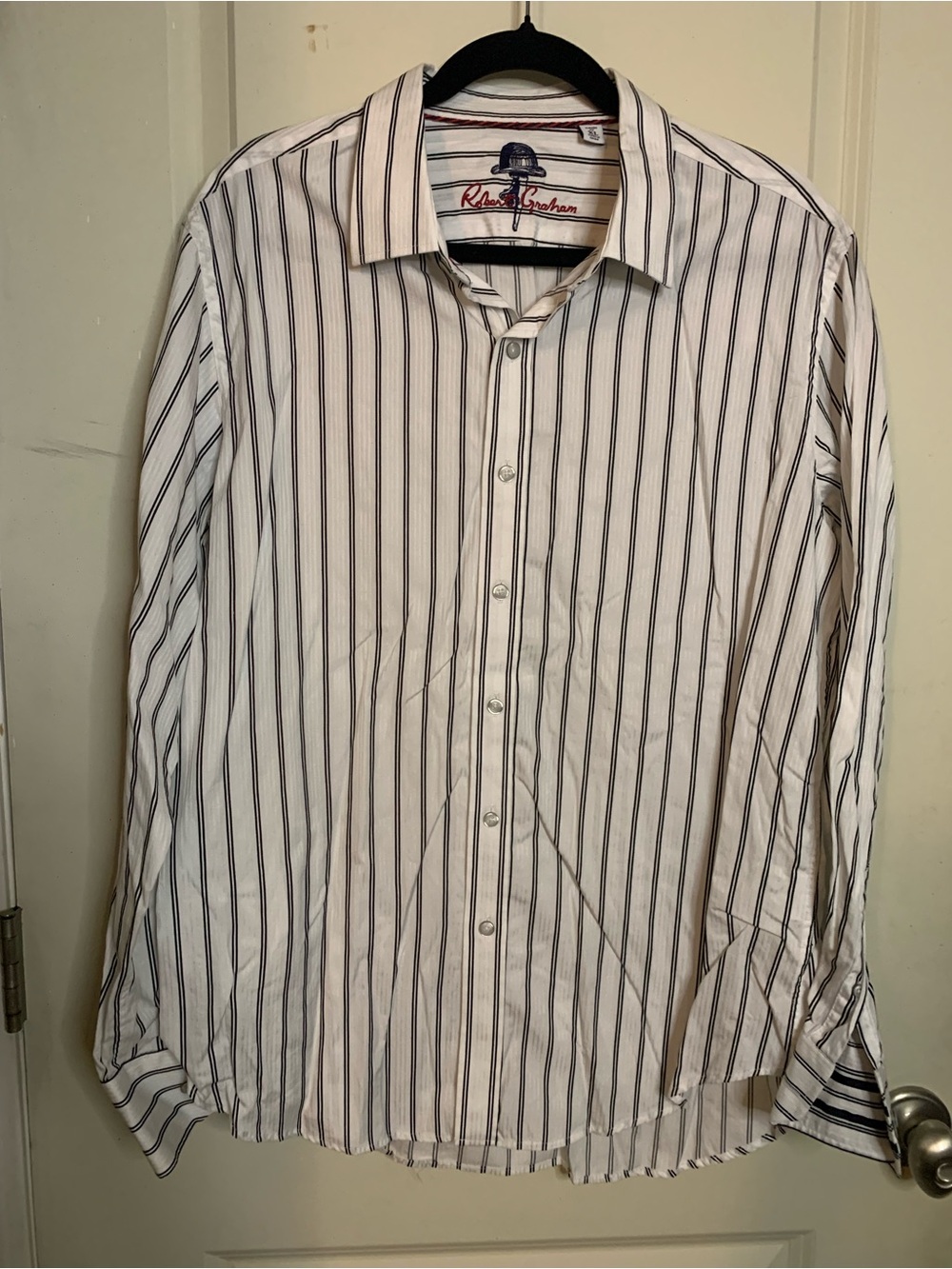 Robert Graham Men’s Classic Fit White Stripe Button-Up Shirt Sz XL